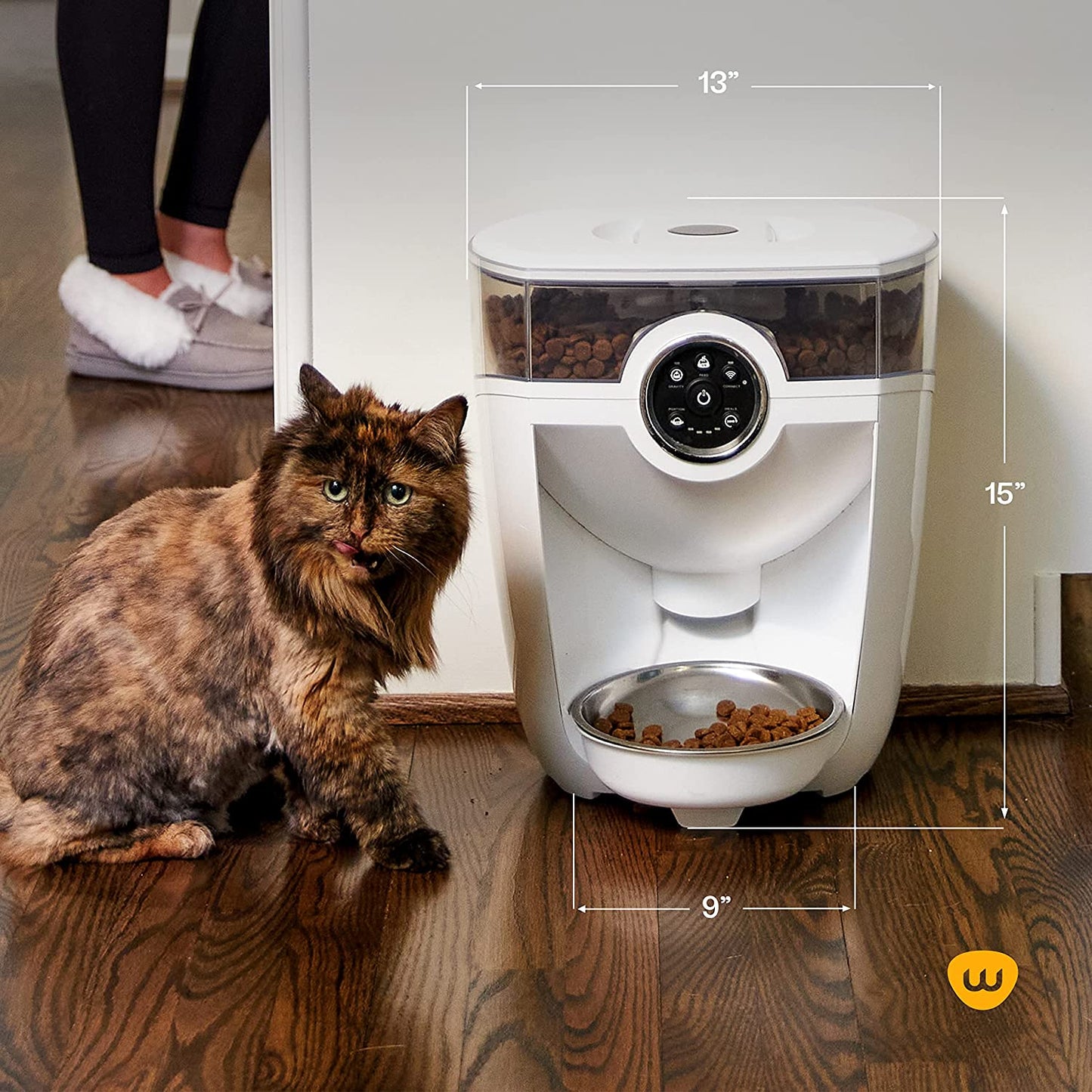 Feeder-Robot hopper with a sealed design to keep pet food fresh and secure.