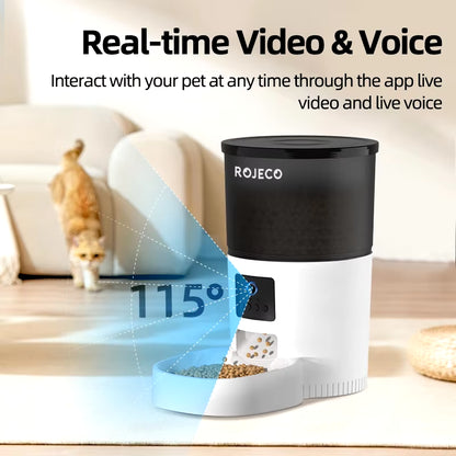 Built-in voice recorder feature of the Pro Automatic Pet Food Dispenser for personalized mealtime messages.